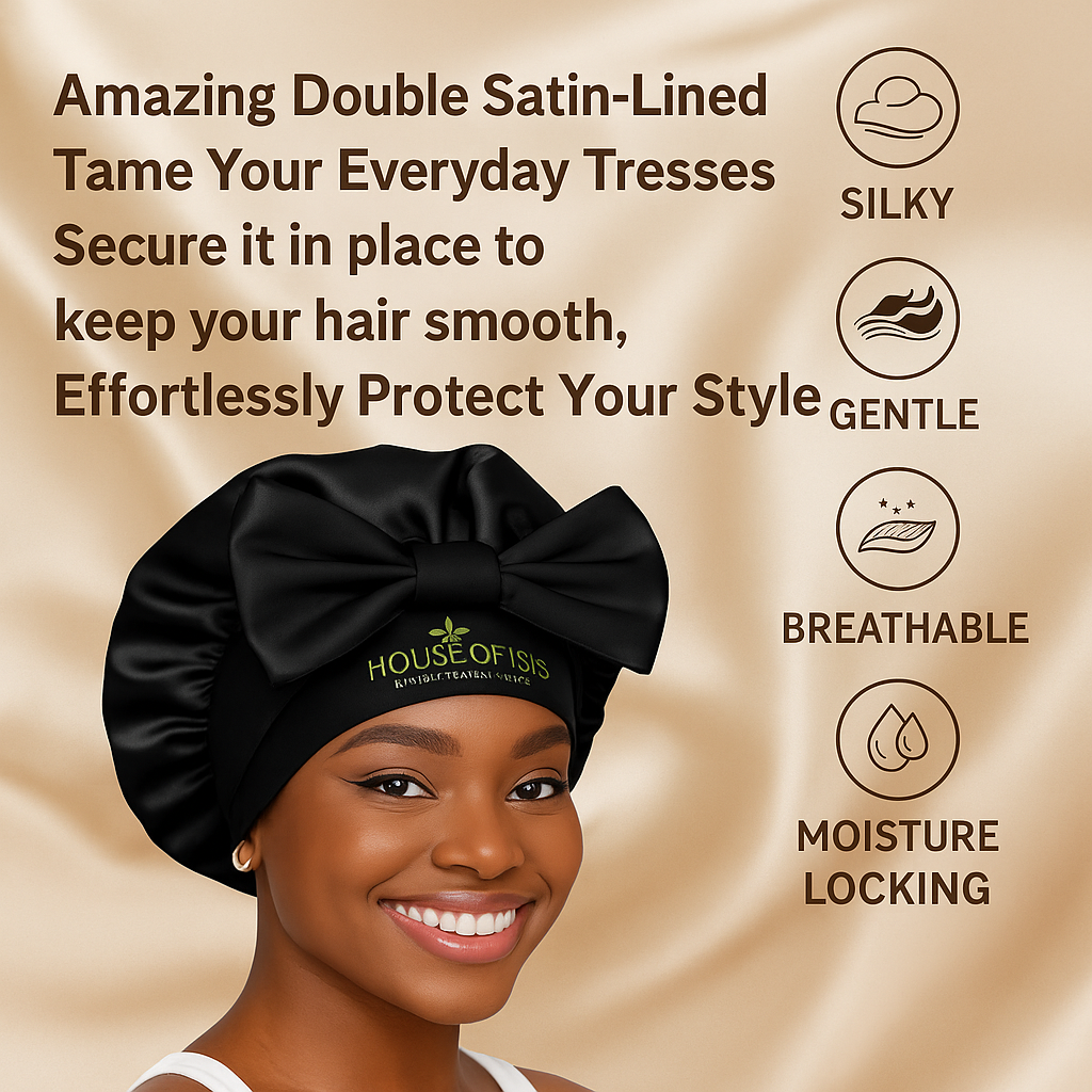 Satin-Lined Tie Bonnet – Adjustable & Double Layered