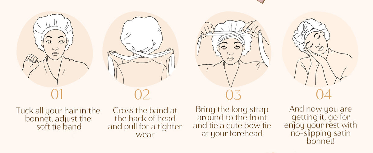 Satin-Lined Tie Bonnet – Adjustable & Double Layered