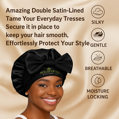 Satin-Lined Tie Bonnet – Adjustable &amp; Double Layered