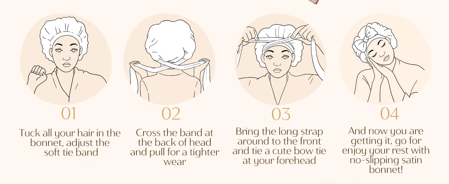 Satin-Lined Tie Bonnet – Adjustable &amp; Double Layered