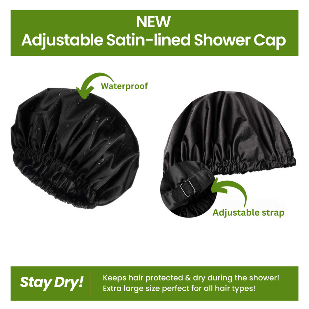 NEW! Adjustable Satin-Lined Shower Cap