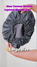 Load and play video in Gallery viewer, NEW! Adjustable Satin-Lined Shower Cap
